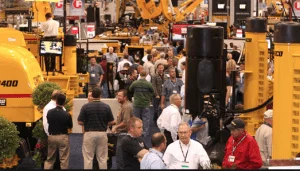 construction trade show featuring heavy equipment