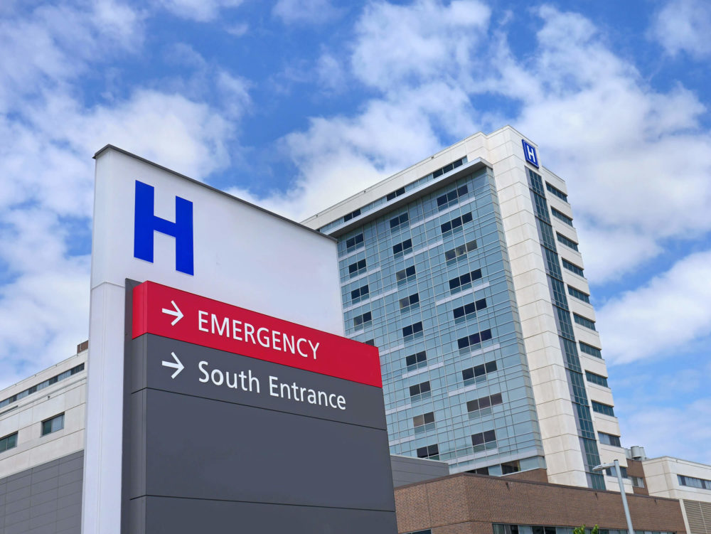 Hospital entrance sign