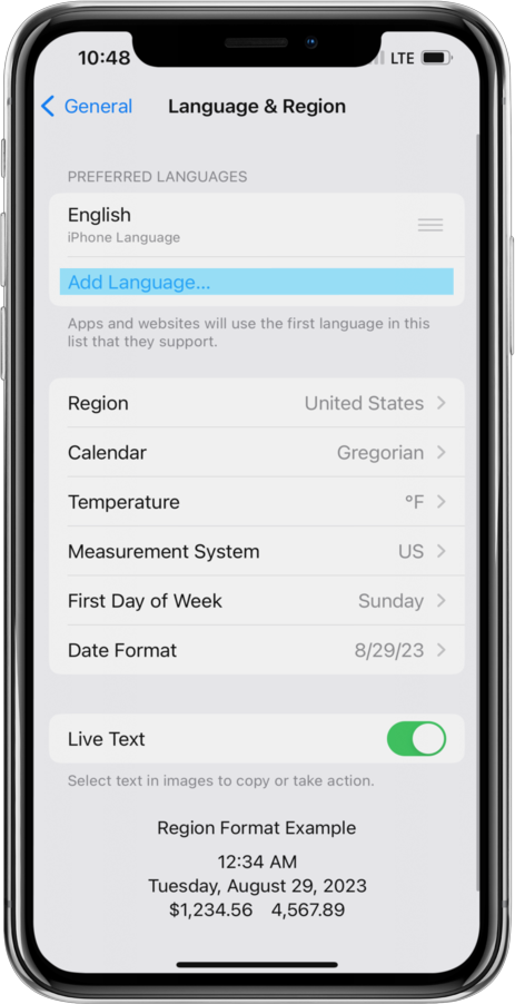 how to change language setting on iphone- language