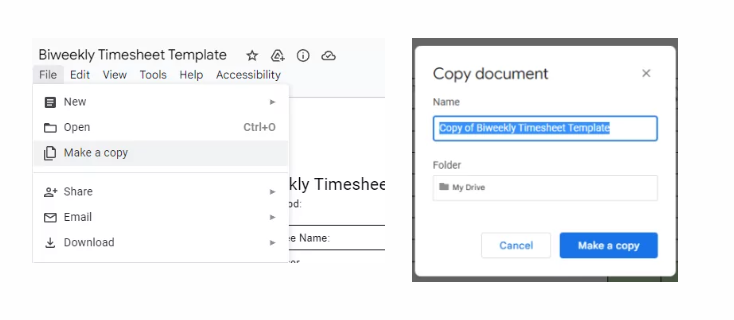 how to edit timesheet templates