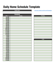 daily home schedule template