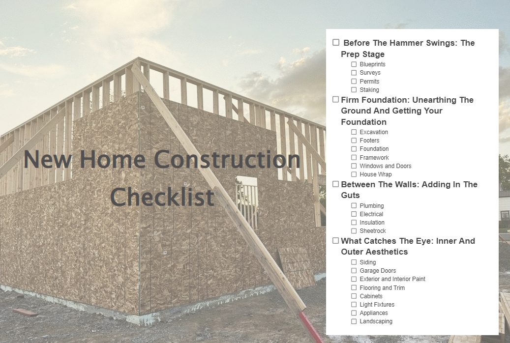 New home construction checklist