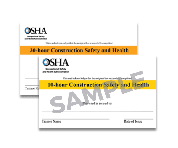 osha certification cards