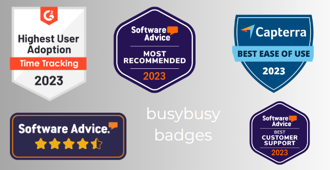 adopting tech in construction with good reviews. showcasing busybusy badges