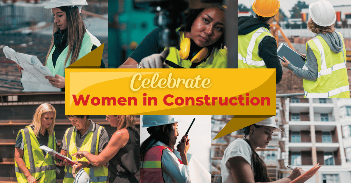 women in construction performing various work on the job site.