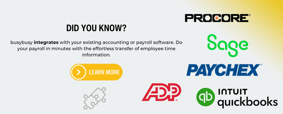 busybusy payroll and accounting integrations