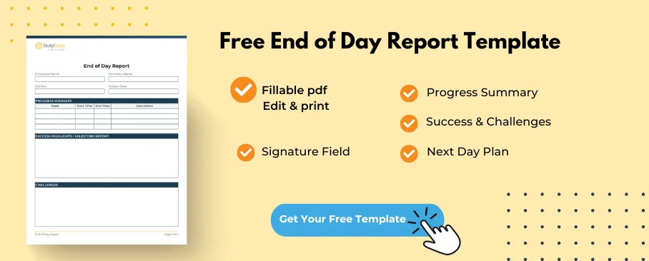 free fillable end of day report template